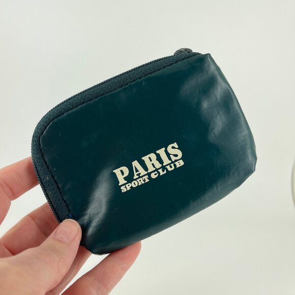 VINTAGE 80s PARIS SPORT CLUB NYLON ZIP BAG CHARM CREDIT CARD + CASH STASH POUCH - Picture 12 of 15
